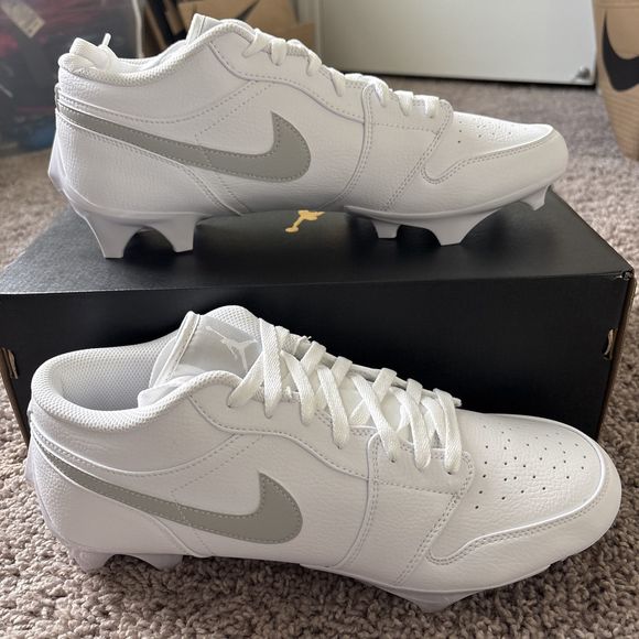 Nike Air Jordan 1 Low TD White Grey Football Cleats FJ6245-101 Men\'s Size 12.5 main image 5
